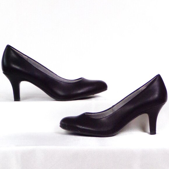 LIFESTRIDE SOFT SYSTEM size 7W PARIGI black mid-heel pumps cushioned insoles - Picture 1 of 15